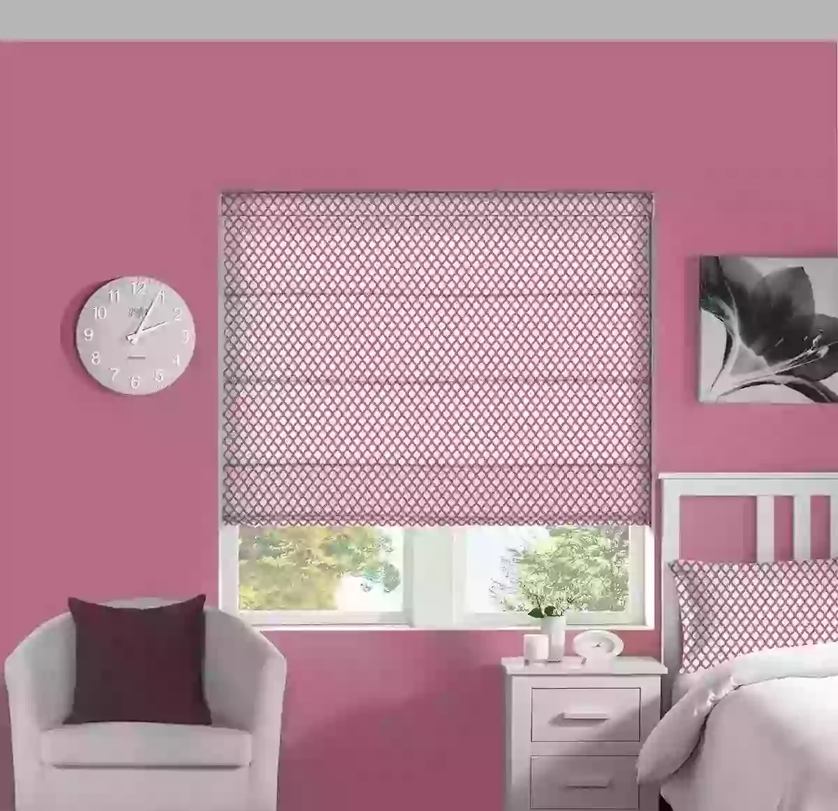 CrissCross Bubblegum Roman Blind