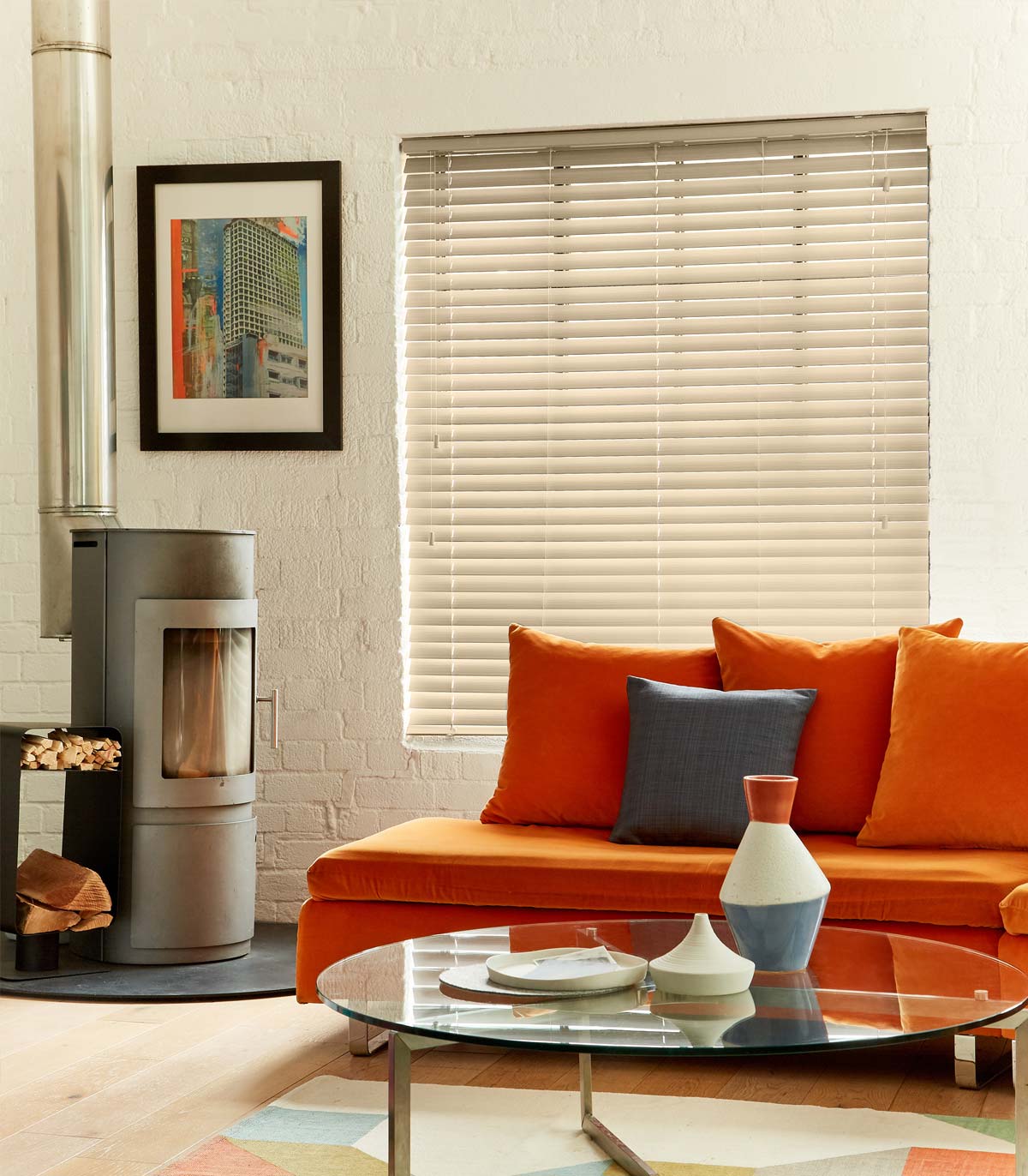 Linen faux wood blinds