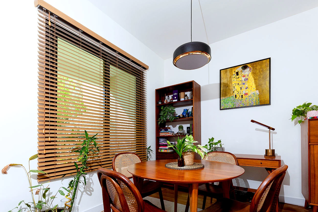 Oak faux wood blind