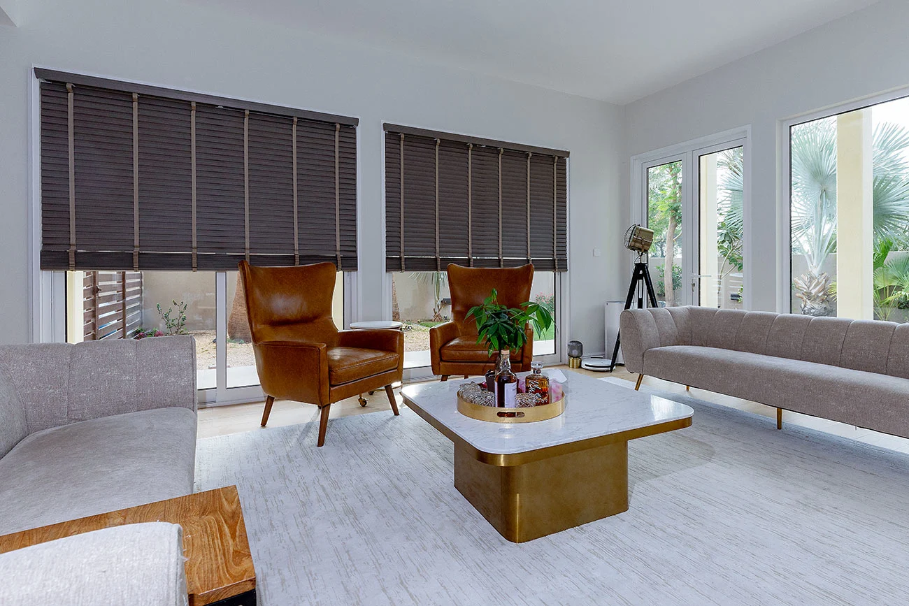 Ash faux wood blinds